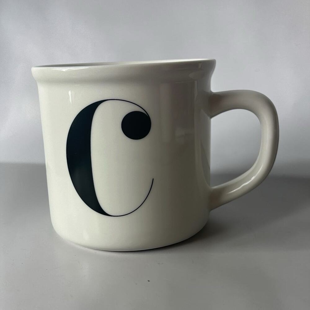 Pottery Barn Mug Initial C 16 oz. Monogram Mug Black White Minimalist Modern